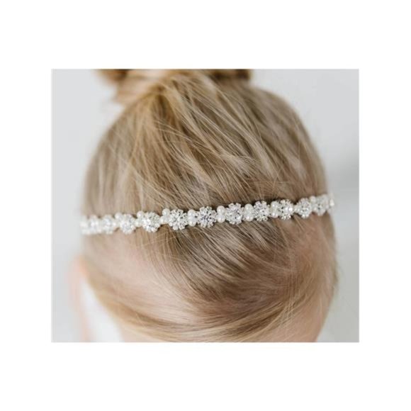 SWEETV Flower Girl Headpiece Silver Girls Headband for Wedding Crystal Floral - Picture 1 of 7